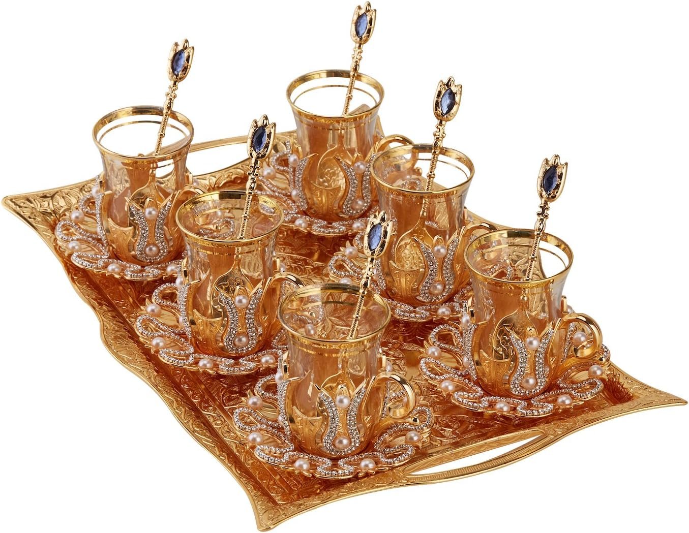 25-Piece 6-Cup Tea Set with Stand Spoon Tray