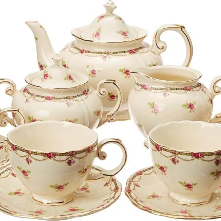Pink Fleur 11-Piece Porcelain Tea Set