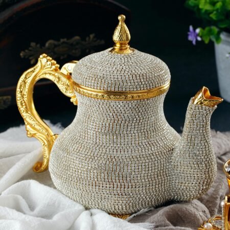 Handcrafted Gold Teapot with Crystals Rhinestones